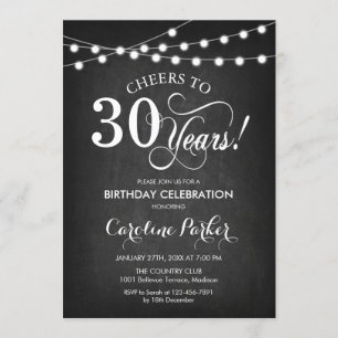 Invitation 30e anniversaire - tableau noir blanc
