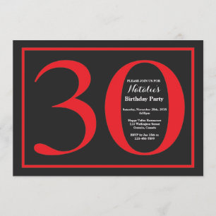 Invitation 30e anniversaire Tableau noir et rouge