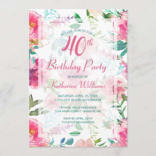Invitation 30e anniversaireFête de pivoine rose florale tropi