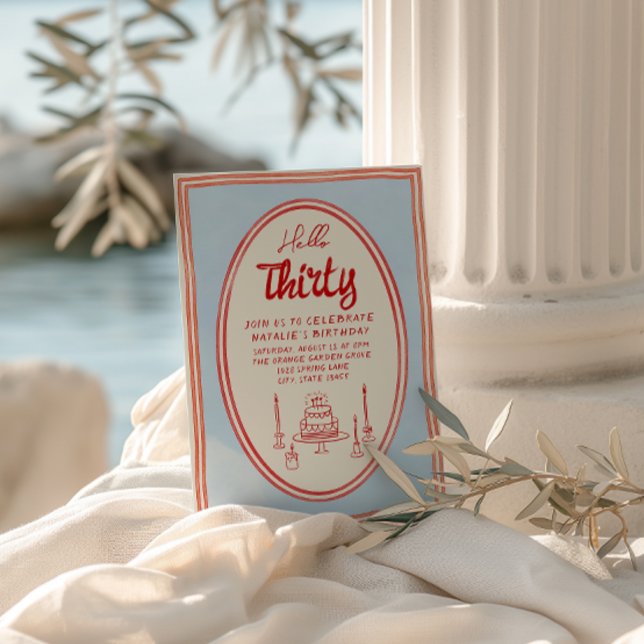 Invitation 30e Câteau Dessiné À La Main Jour d'anniversaire c (Créateur téléchargé)