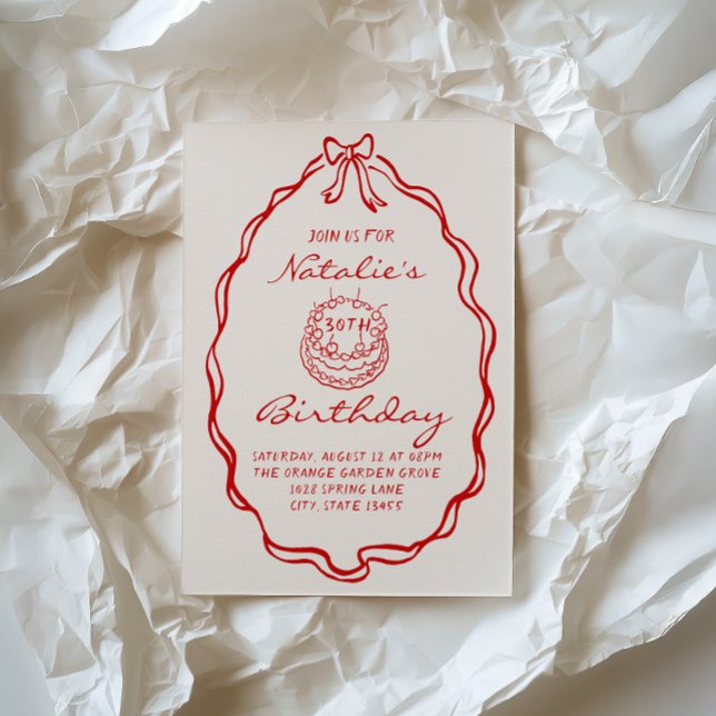 Invitation 30e coquette à main tirée à la main illustrée Anni (Créateur téléchargé)