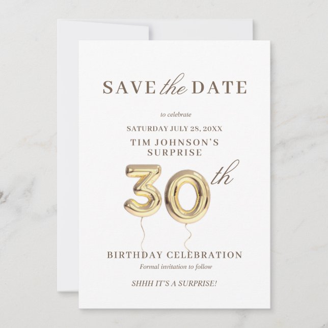 Invitation 30e Enregistrer l'invitation à la date (Devant)