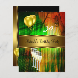 Invitation 30e fête d'anniversaire Ballons verts j