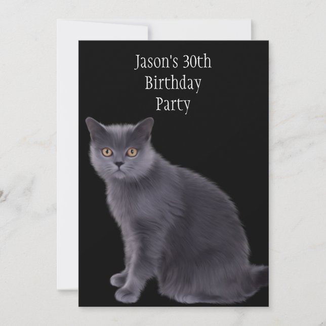 Invitation 30e fête d'anniversaire Gray Chat (Devant)
