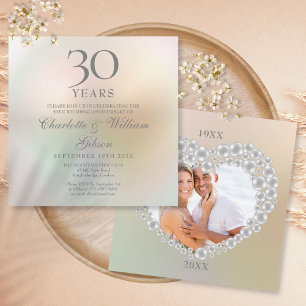 Invitation 30e Mariage Pearl Anniversaire Photo Carré Invita