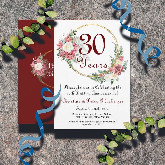 Invitation 30e Mariage Pearl Anniversaire Rose Gold Frame (Créateur téléchargé)