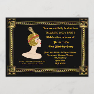 Invitation 30e ou n'importe quel, fête d'anniversaire, Gatsby