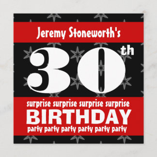 Invitation 30e SURPRISE Anniversaire Silver Stars B420