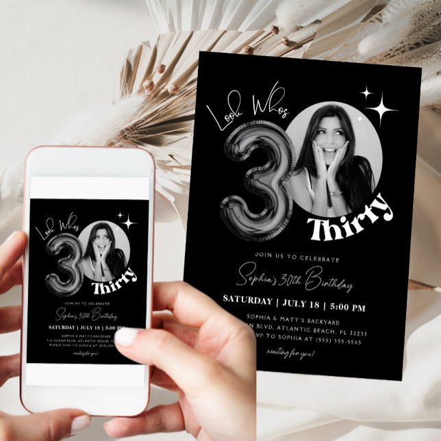 Invitation 30ème anniversaire Black Men Photo femme (Créateur téléchargé)
