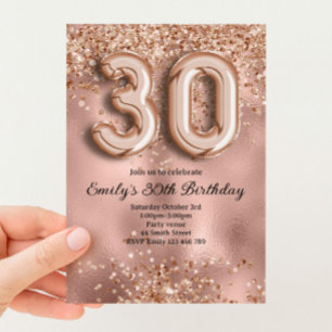 Invitation 30ème Anniversaire Paillettes Rose Gold