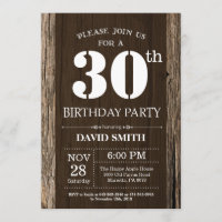 30ème bois rustique de cru d'invitation