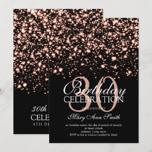 Invitation 30ème Charme de minuit d'or rose de fête