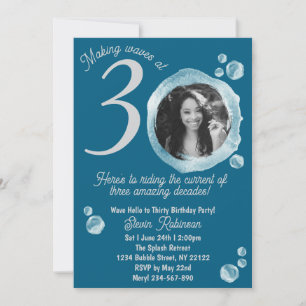 Invitation 30ème Dark Turquoise Bubbles Anniversaire Invitati