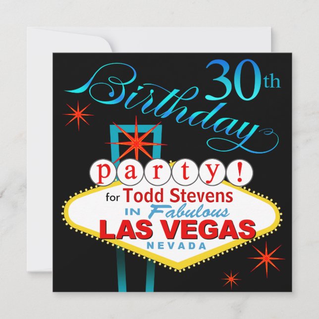 Invitation 30ème fête d'anniversaire de Las Vegas (Devant)