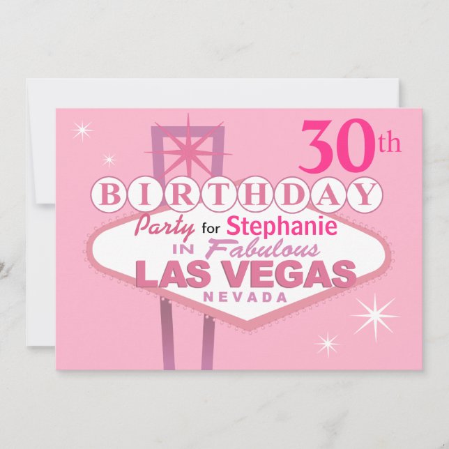 Invitation 30ème fête d'anniversaire de Las Vegas - rose (Devant)