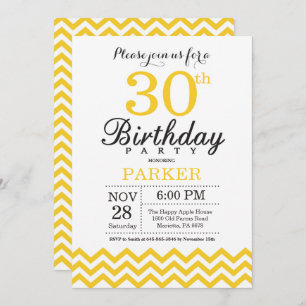 Invitation 30ème Jaune Chevron d'invitation d'anniversaire