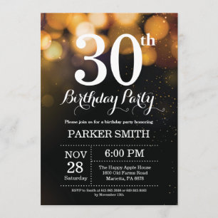 Invitation 30ème Parties scintillantes d'or d'invitation