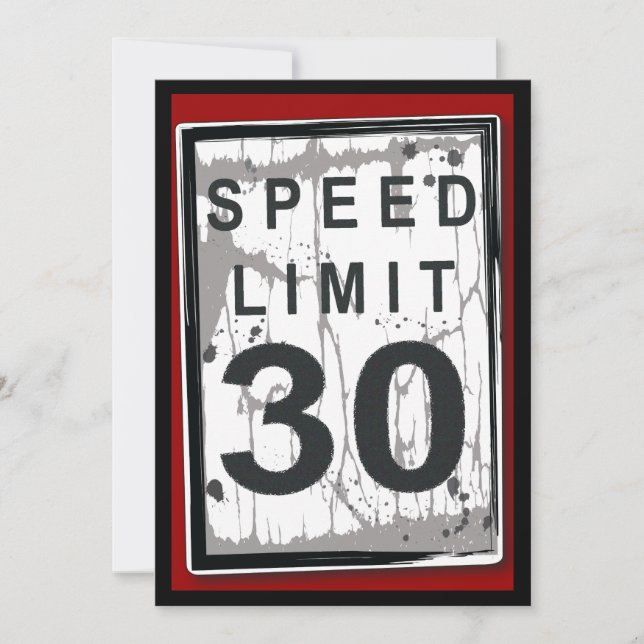 Invitation 30ème Signe sale de limitation de vitesse de fête (Devant)