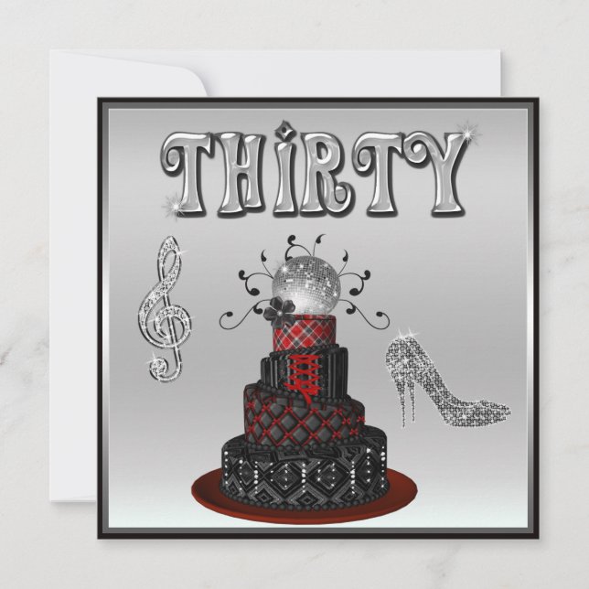 Invitation 30ème Talons d'étincelle de gâteau de diva de (Devant)
