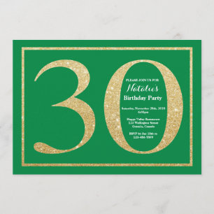 Invitation 30ème Vert d'anniversaire et parties scintillantes