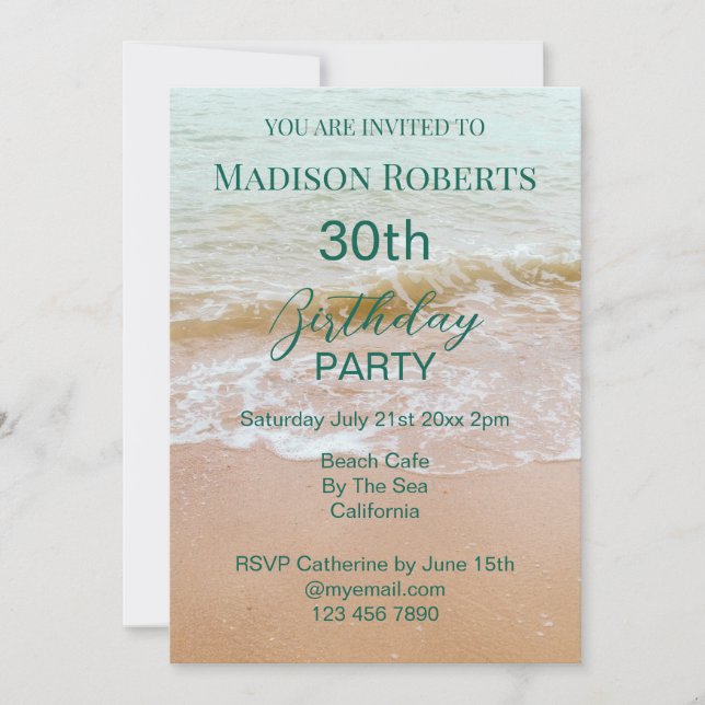 Invitation 30th Birthday Beach Party  (Devant)