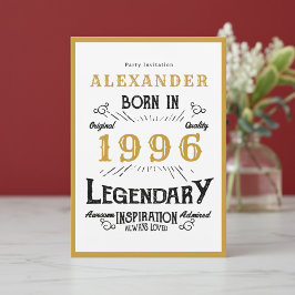 Invitation 30th Birthday Born 1996 White Gold Legend