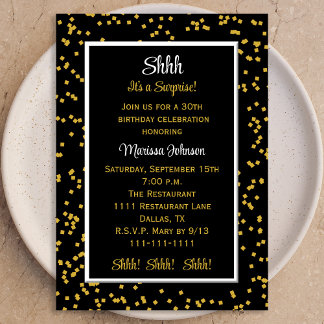 Invitation 30th Shhh c'est un Confetti anniversaire surprenan