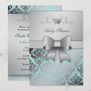 Invitation 311 Baby shower Bleu de garçon de la boue Damas