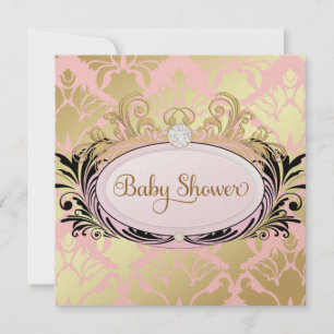Invitation 311 Baby shower rose opulent papier brillant Premi