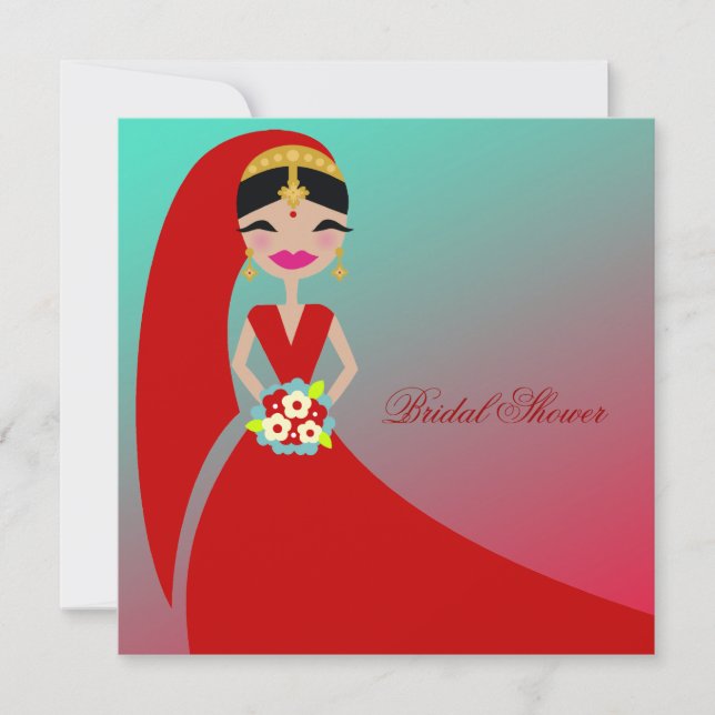 Invitation 311-Beauté indienne| Fête de l'mariée Turquoise Dr (Devant)