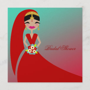 Invitation 311-Beauté indienne  Fête de l'mariée Turquoise Dr