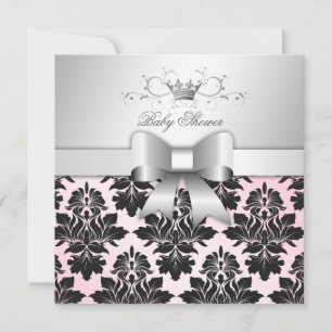 Invitation 311-Blackberry Précieux Damas Roses  Baby shower