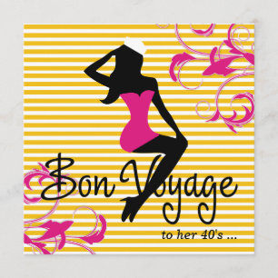 Invitation 311 Bon Voyage Silhouette Thème Nautique Rose