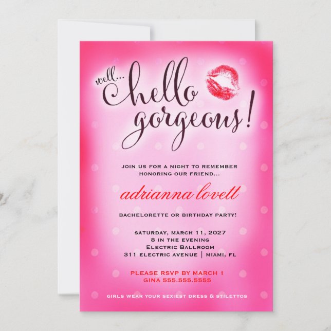 Invitation 311 Bonjour Gorgeous Party (Devant)