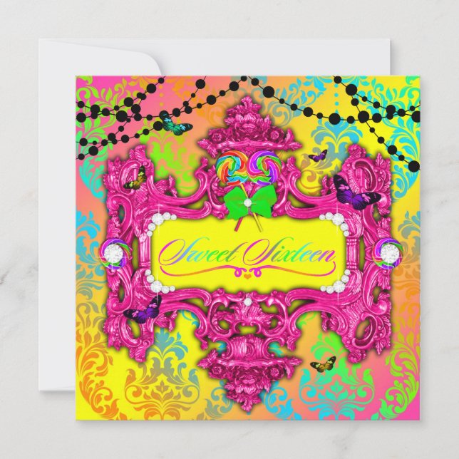 Invitation 311 Candy Wonderland Pink Sweet 16 (Devant)