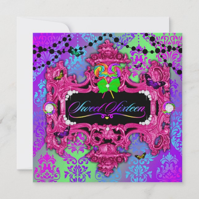 Invitation 311 Candy Wonderland Rose Sweet 16 Metallic Gold (Devant)