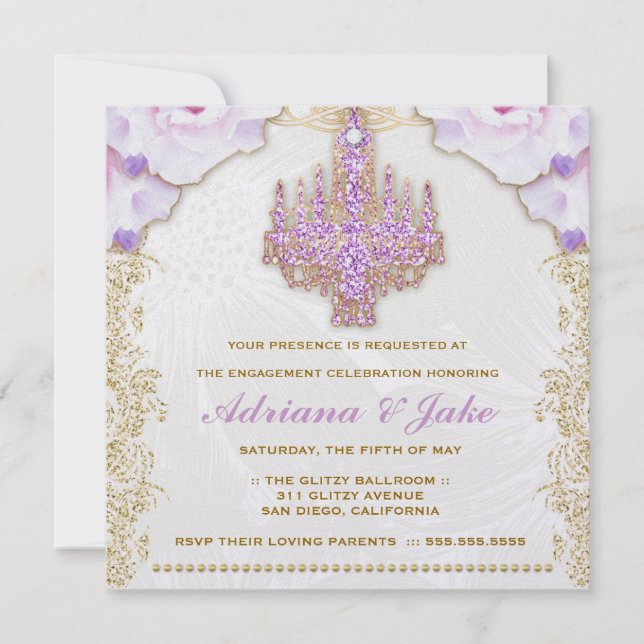 Invitation 311 Chandelier violet brillant Métallique (Devant)