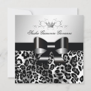 Invitation 311- Chic Black Leopard Bow    Sweet 16