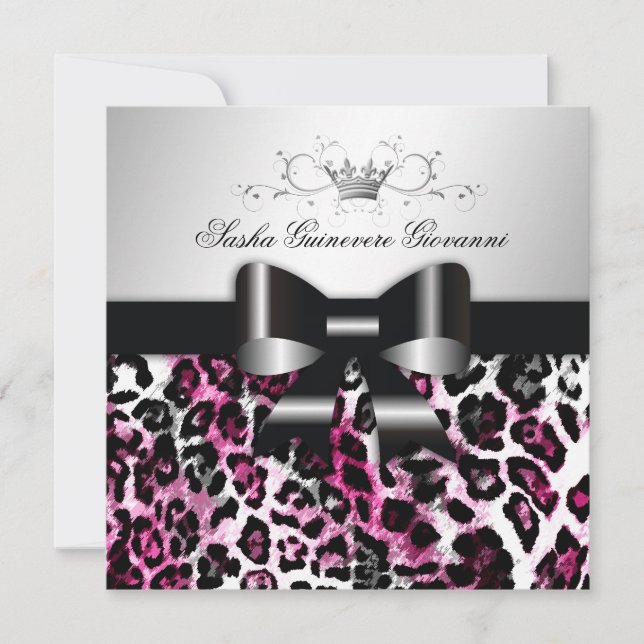 Invitation 311 Chic Chic Hot Black n Pink Leopard Bow| Sweet  (Devant)