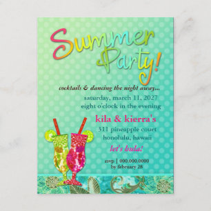 Invitation 311 Cocktails de la Fête d'été Turquoise