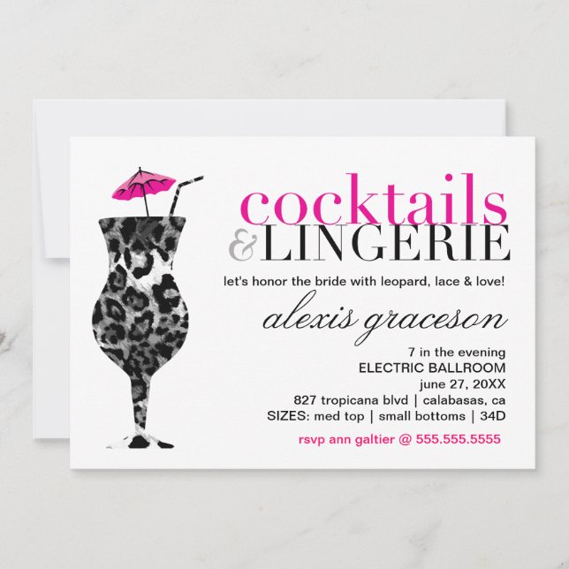 Invitation 311 cocktails et lingerie (Devant)