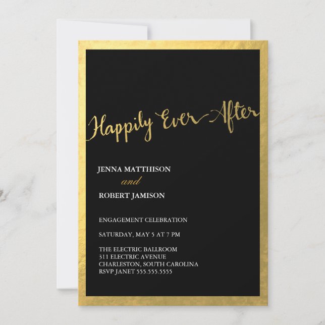 Invitation 311 Faux Gold Foil Heureusement (Devant)