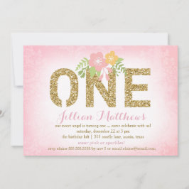 Invitation 311 Faux Gold Parties scintillant Un premier anniv