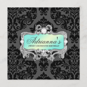 Invitation 311 Glam Aqua Lime Diamants Damas
