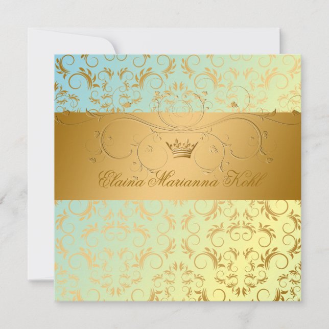 Invitation 311-Golden diVine Blue Yellow Sweet 16 (Devant)