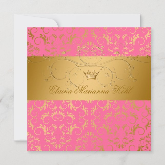 Invitation 311-Golden diVine fraise Brulee Sweet 16 (Devant)