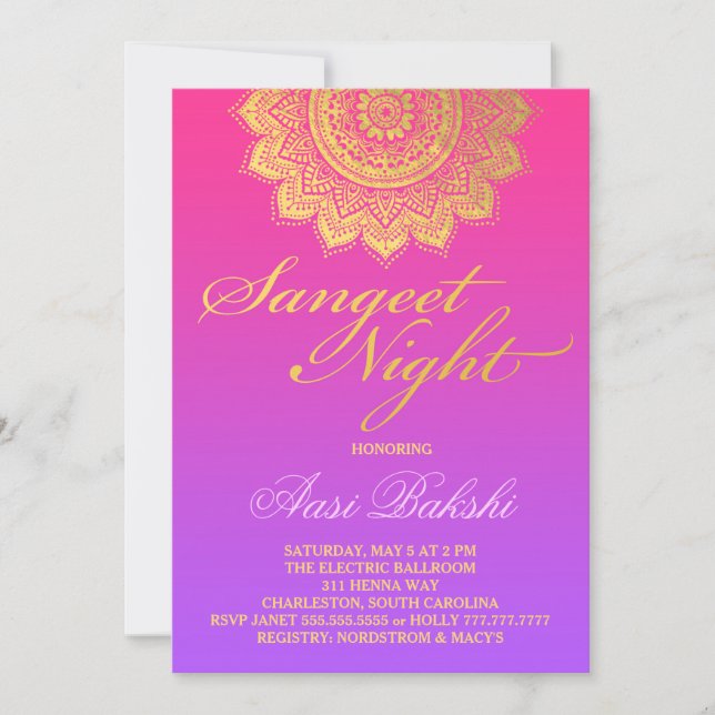 Invitation 311 Henna Sangeet NiPink Purple Ombre (Devant)