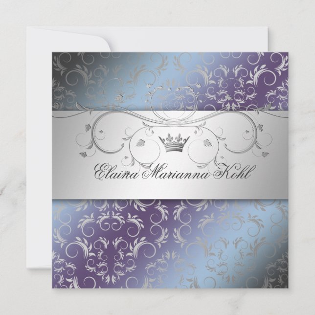 Invitation 311-Hydrangée divine d'argent Sweet 16 (Devant)