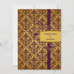 Invitation 311-Julianna Eggplant & Mustard Damask