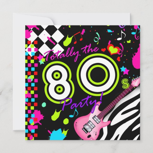 Invitation 311-La fête des années 80 - Guitare rose (Devant)